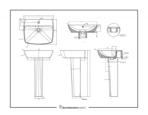 Britton My Home 400mm 1th Basin Gloss White detail view - Image 2