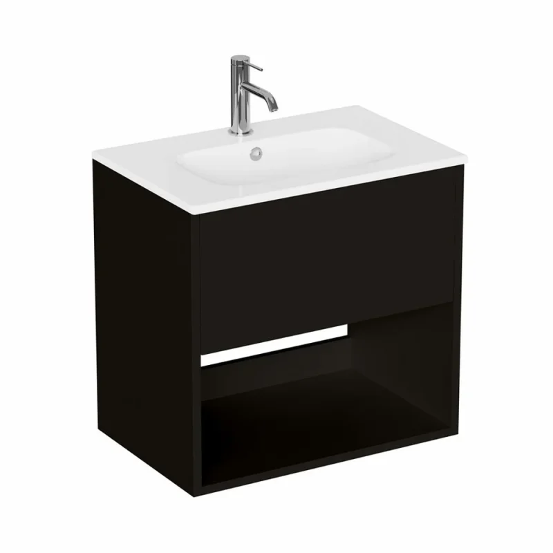 Britton Hackney Basin Unit 600mm Black Matt detail view - Image 1