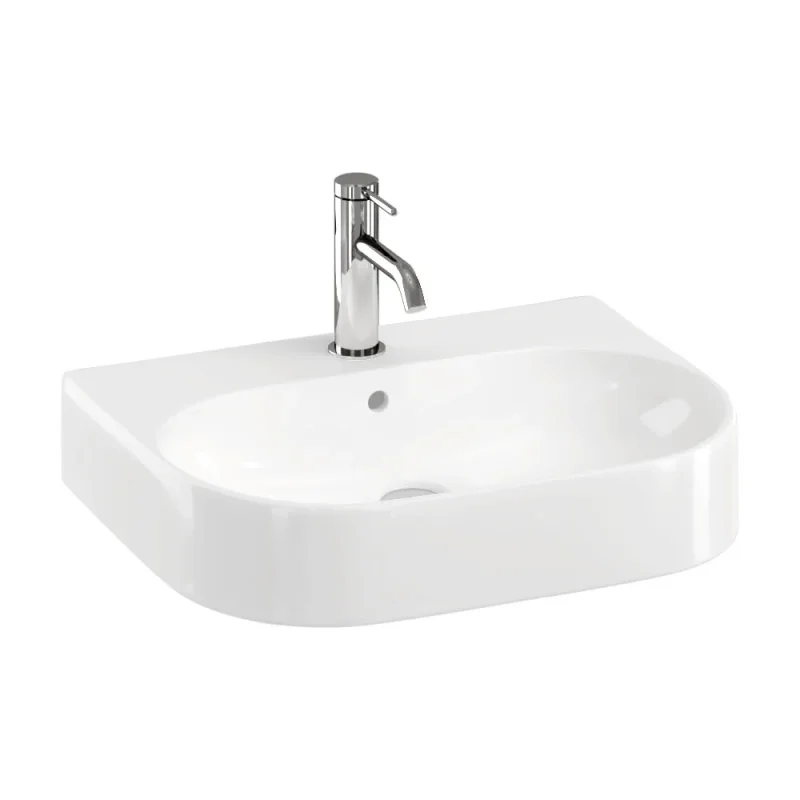Britton Trim Basin 500mm 1 Tap Hole Gloss White detail view - Image 1