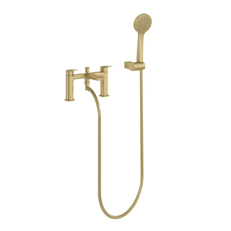 Britton Greenwich 2 Tap Hole Bath Shower Mixer Brushed Brass detail view - Image 1