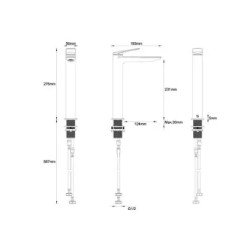 Britton Greenwich Tall Mono Basin Mixer Matt Black detail view - Image 2