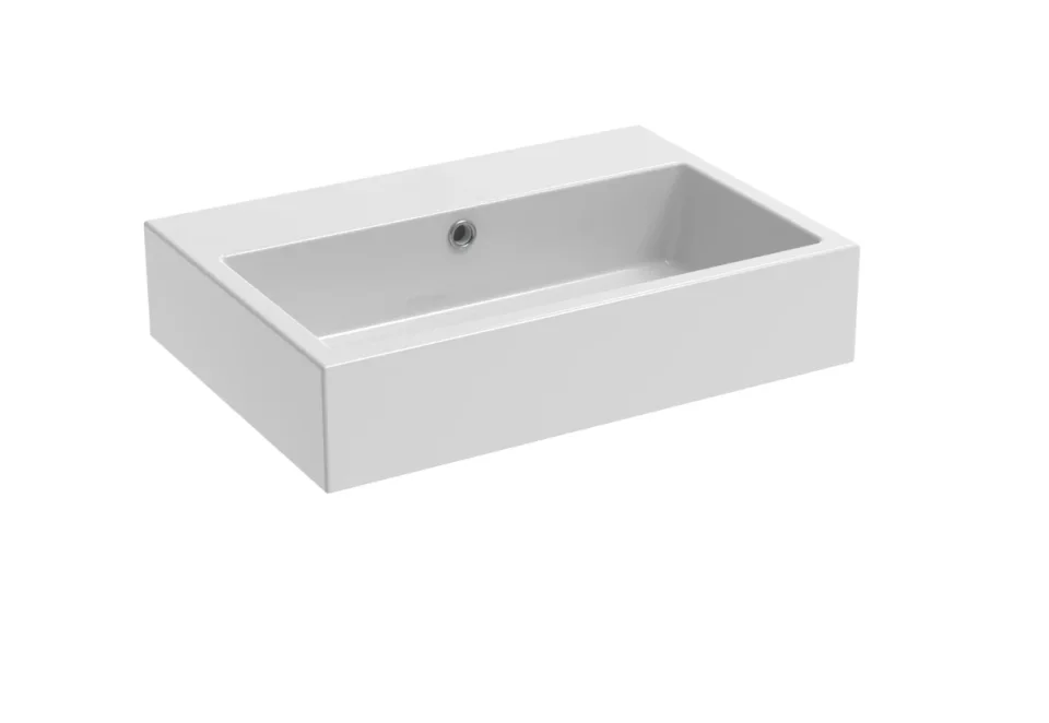 Saneux Matteo 60x42cm Washbasin 0th - Gloss White detail view - Image 1