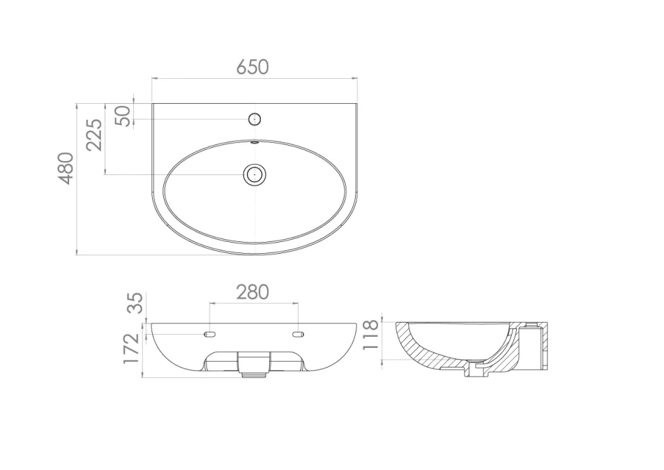 Saneux Air 65x48cm Washbasin 1th detail view - Image 2
