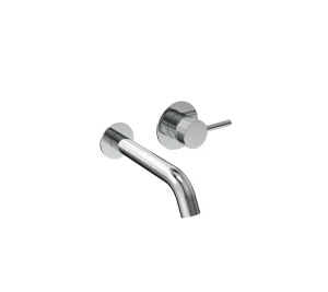 Saneux Cos Wall Mounted 2 Plate Basin Mixer With Knurled Handle - Chrome