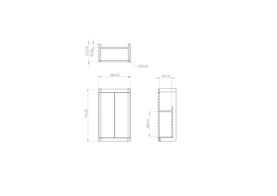 Saneux Hyde 50cm 2 Door Floor Standing Unit & Plinth - Matte Anthracite detail view - Image 2
