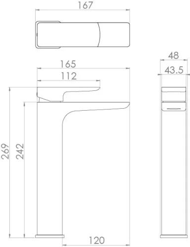 Saneux Fuji Tall Basin Mixer & Clicker Waste - Chrome detail view - Image 3