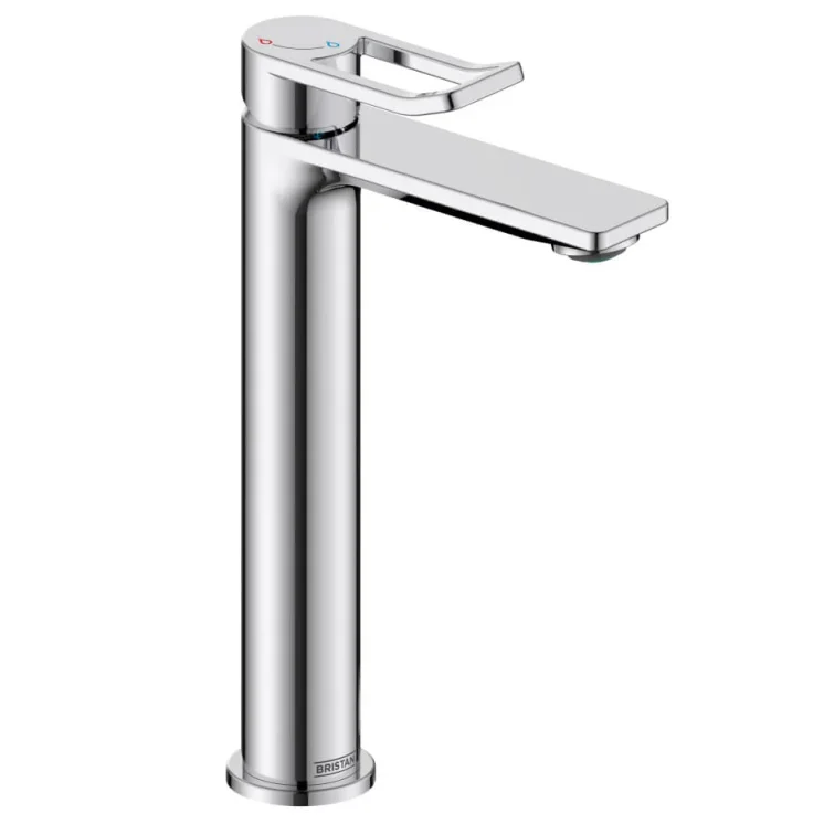 Saneux Fuji Tall Basin Mixer & Clicker Waste - Chrome detail view - Image 1