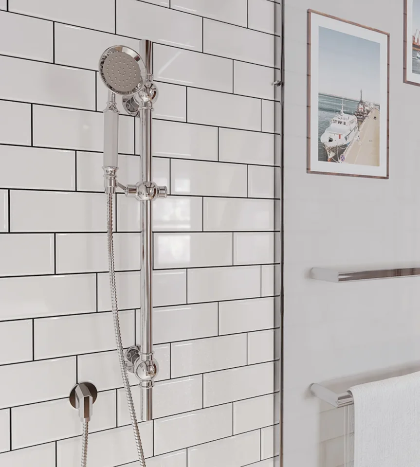 Saneux Cromwell Shower Slider Rail - Chrome detail view - Image 2