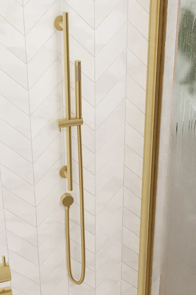Saneux Cos Round Shower Slider Rail - Brushed Brass detail view - Image 2
