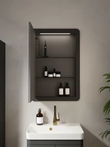 Saneux Hyde 55cm 1 Door Recessed Electric Mirror Cabinet (lh) - Matte Anthracite