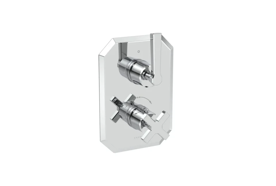 Saneux Cromwell 1 Way Thermostatic Shower Valve Kit With Lever Handles - Chrome detail view - Image 1