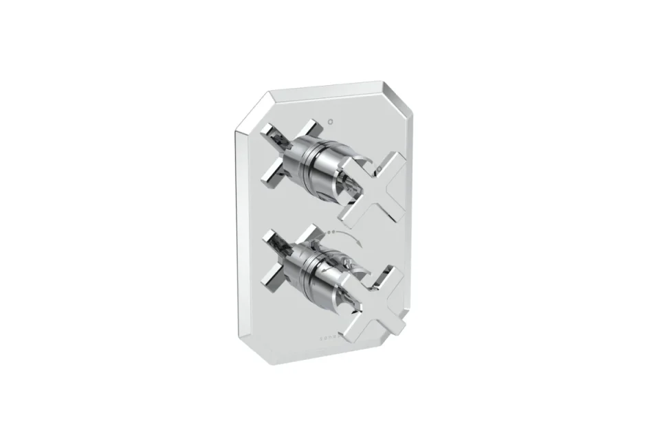 Saneux Cromwell 1 Way Thermostatic Shower Valve Kit With Cross Handles - Chrome detail view - Image 1