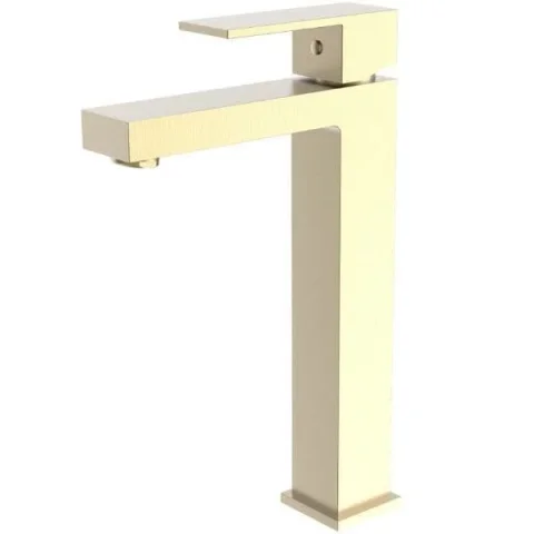Saneux Tooga Tall Basin Mixer - Brushed Brass detail view - Image 1