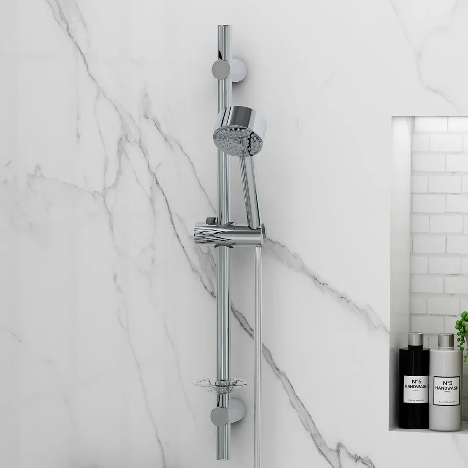 Saneux Cromwell Slider Rail Kit With Handset, Rail & Hose - Chrome detail view - Image 2