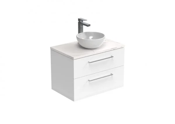 Saneux Austen 72cm 2 Drawer Wall Mounted Unit - Gloss White