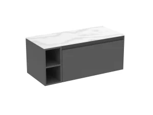Saneux Uni 80cm 1 Drawer Wall Mounted Unit - Matte Anthracite
