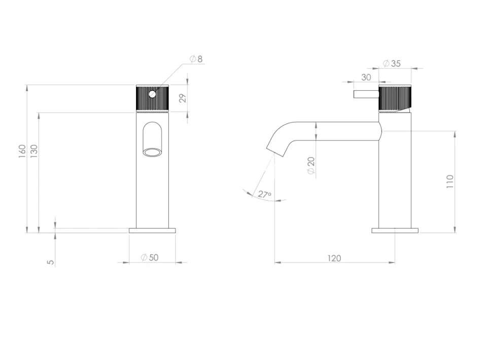 Saneux Cos Basin Mixer Kit - W/ Classic Handle - Brushed Brass (pvd) detail view - Image 2