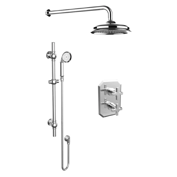 Saneux Cromwell 2 Way Shower Kit With Lever & Cross Handles - Chrome