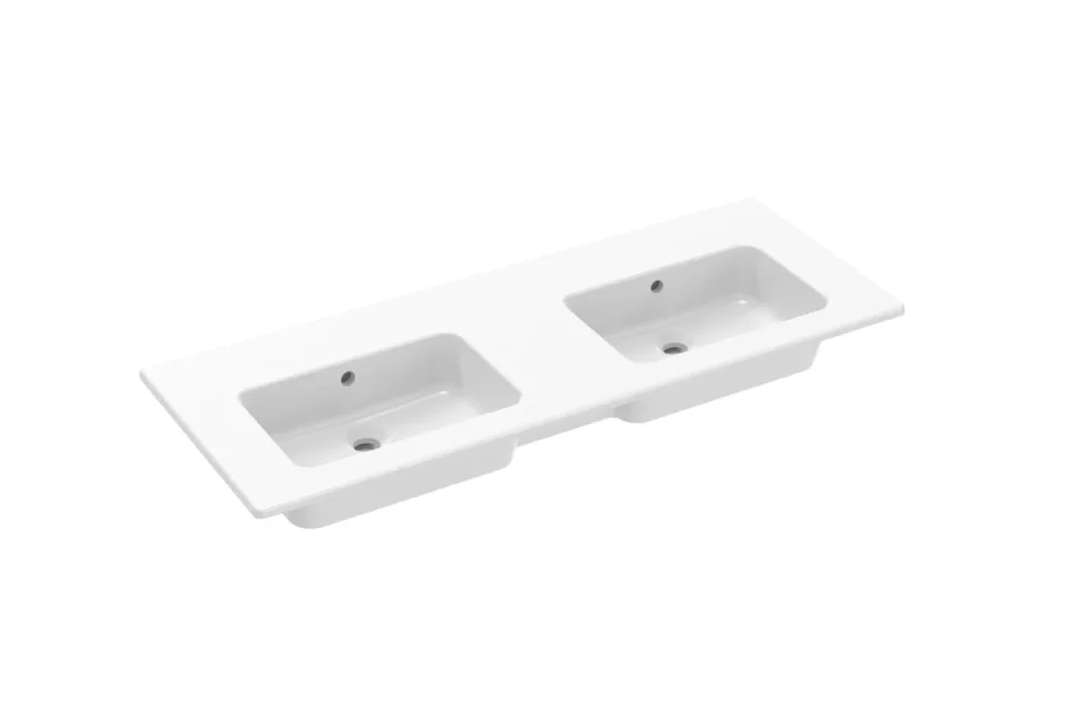 Saneux Uni 120x47cm 2 Bowl Washbasin 0th detail view - Image 1