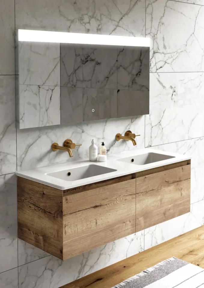 Saneux Uni 120x47cm 2 Bowl Washbasin 0th detail view - Image 3
