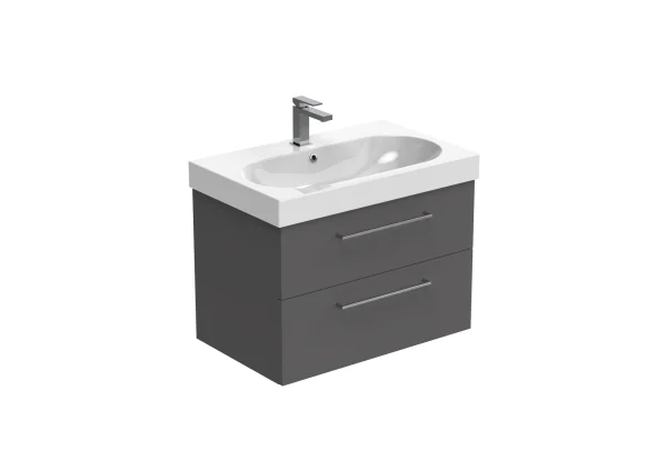 Saneux Austen 72cm 2 Drawer Wall Mounted Unit - Matte Iron Grey