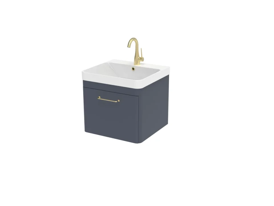 Saneux Hyde 50cm 1 Drawer Wall Mounted Unit - Matte Anthracite detail view - Image 1