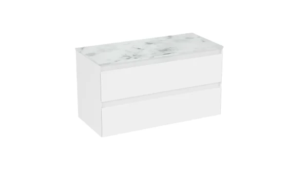 Saneux Uni 100cm 2 Drawer Wall Mounted Unit - Matte White