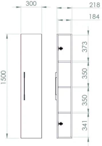 Saneux Austen 30x150cm Side Unit - Matte White detail view - Image 2