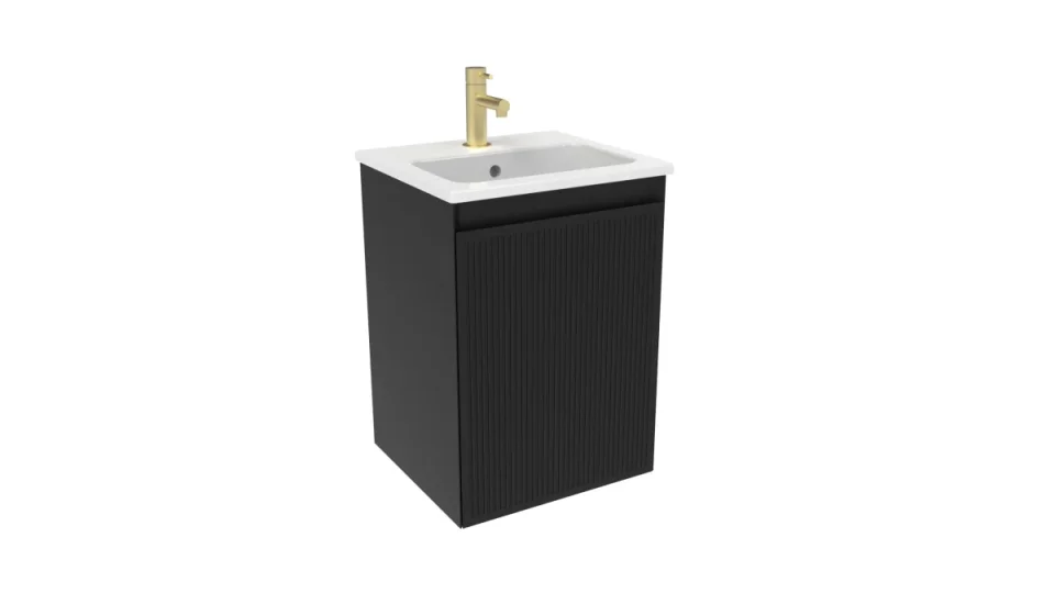 Saneux Monument 40cm 1 Door Wall Mounted Unit - Matte Black detail view - Image 1