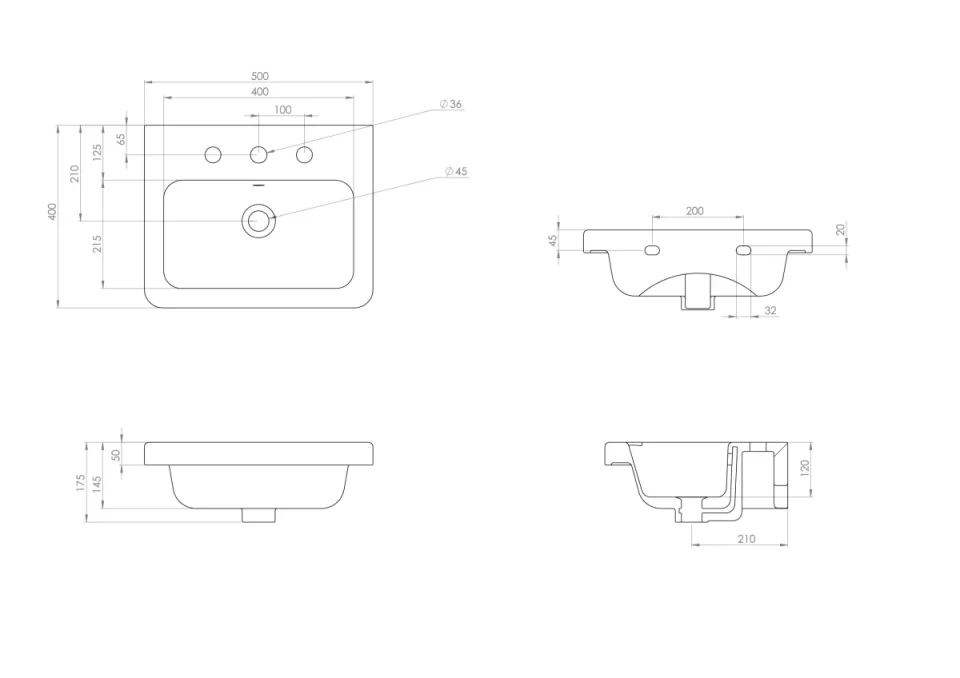 Saneux Indigo 50x40cm Washbasin 0th - European / Alpine White detail view - Image 2