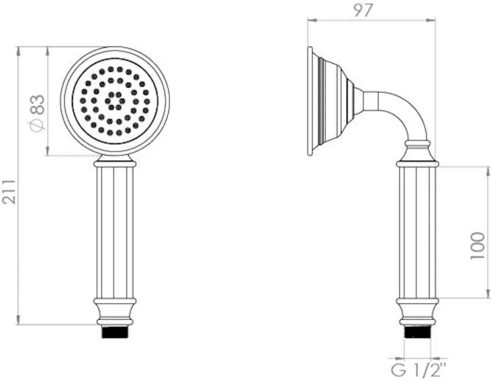 Saneux Cromwell Shower Handset - Chrome detail view - Image 2