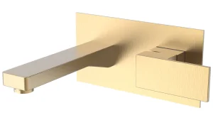 Saneux Tooga Wall Mounted Basin Mixer - Brushed Brass