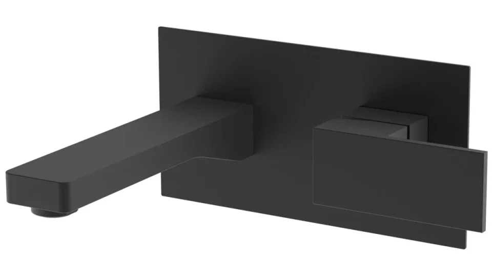 Saneux Tooga Wall Mounted Basin Mixer - Matte Black detail view - Image 1