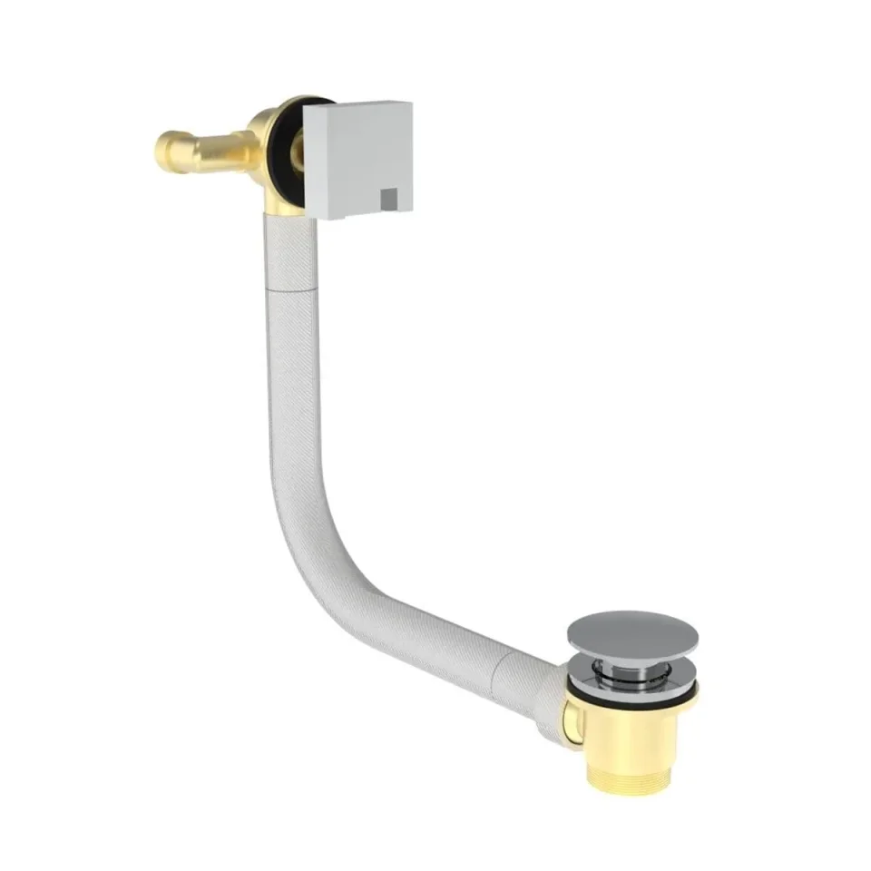 Saneux Tooga Easy Clean Bath Filler, Overflow & Clicker Waste - Chrome detail view - Image 1
