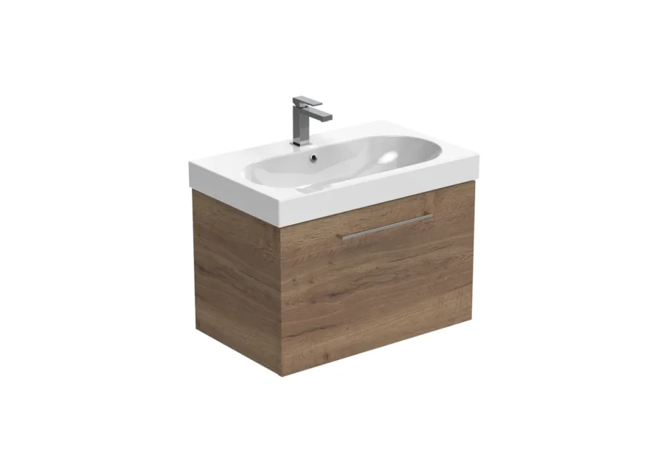 Saneux Austen 72cm 1 Drawer Wall Mounted Unit - English Oak detail view - Image 1