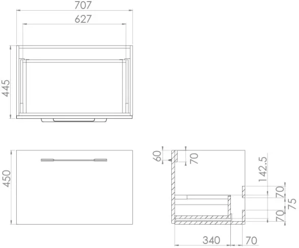 Saneux Austen 72cm 1 Drawer Wall Mounted Unit - English Oak detail view - Image 2