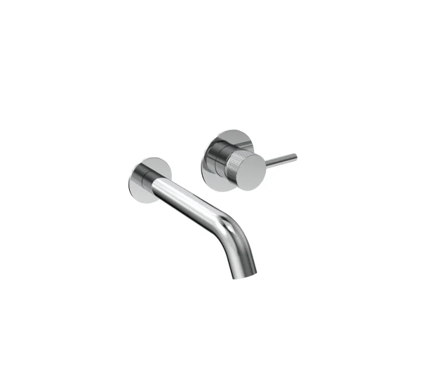 Saneux Cos Wall Mounted Basin Mixer With Knurled Handle - Chrome