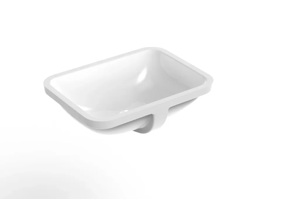 Saneux Sienna 55x40cm Undermount Washbasin - Gloss White detail view - Image 1