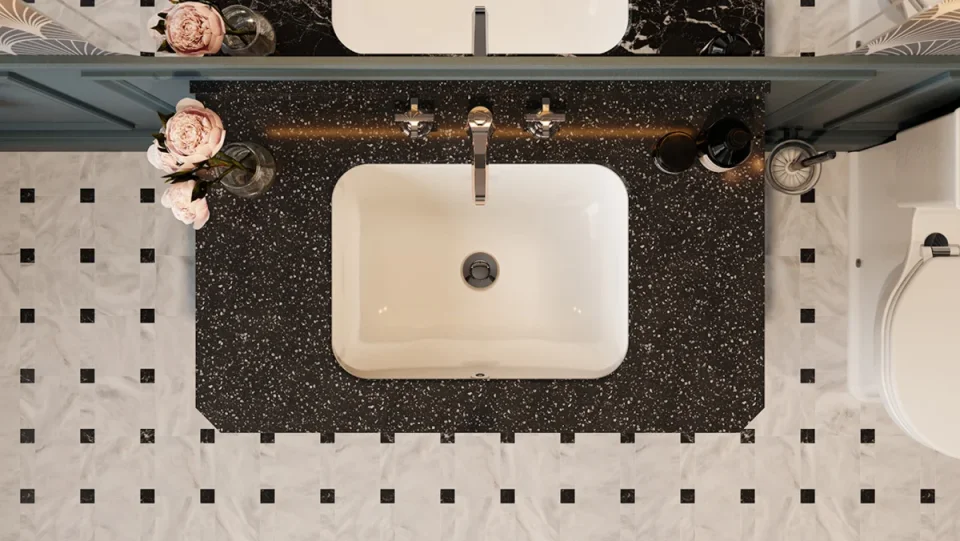 Saneux Sienna 55x40cm Undermount Washbasin - Gloss White detail view - Image 3