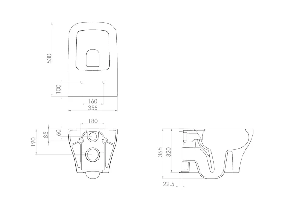 Saneux Indigo Wall Hung Wc Pan - Rimless detail view - Image 3