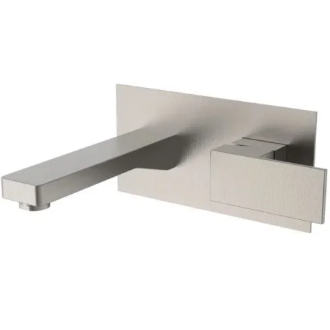 Saneux Tooga Wall Mounted Basin Mixer - Brushed Nickel detail view - Image 1