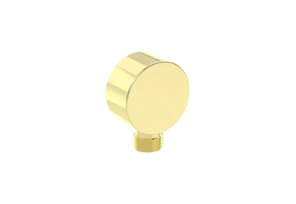 Saneux Cos Round Shower Outlet Elbow - Brushed Brass detail view - Image 1