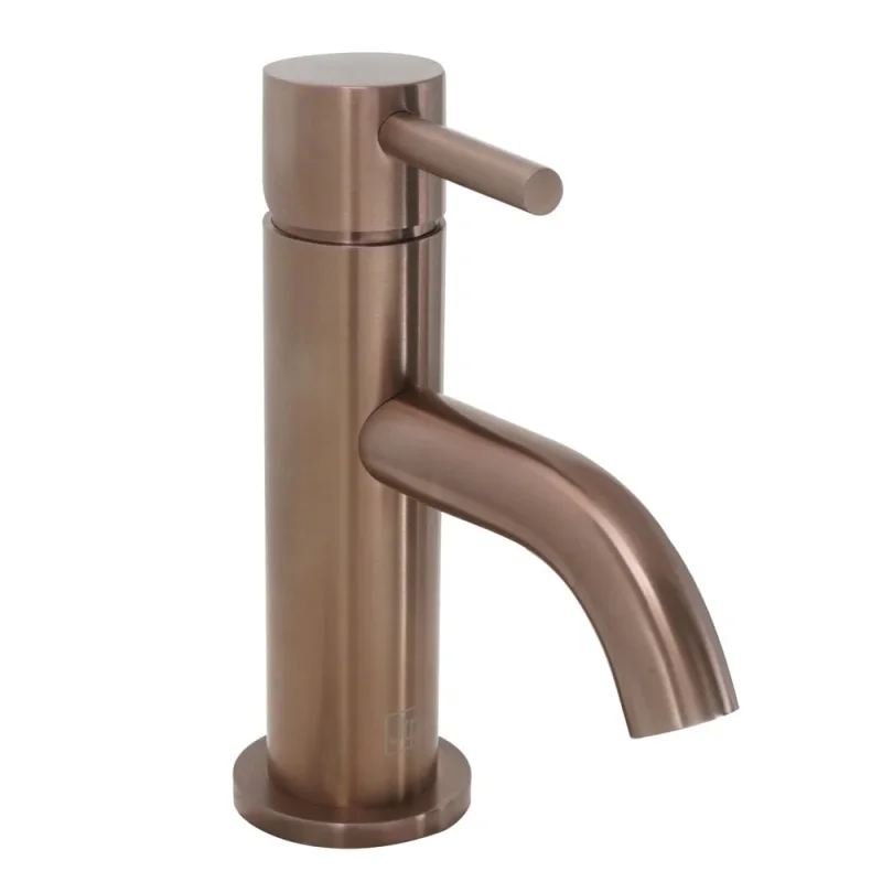 Just Taps Vos Mini Single Lever Basin Mixer Tap Brushed Bronze detail view - Image 1