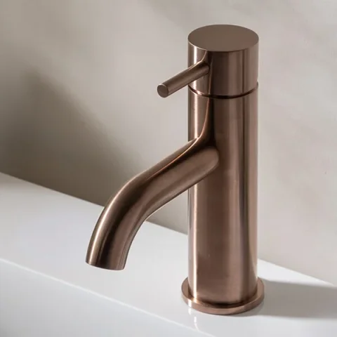 Just Taps Vos Mini Single Lever Basin Mixer Tap Brushed Bronze detail view - Image 3