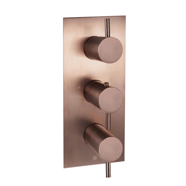 Just Taps Vos 3 Outlet Thermostatic Concealed Valve Vertical Brushed Bronze
