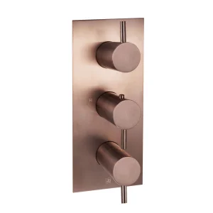 Just Taps Vos 3 Outlet Thermostatic Concealed Valve Vertical Brushed Bronze