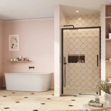 Crosswater Asura 8mm Sliding Door 1300 Matt Black product image - Image 1