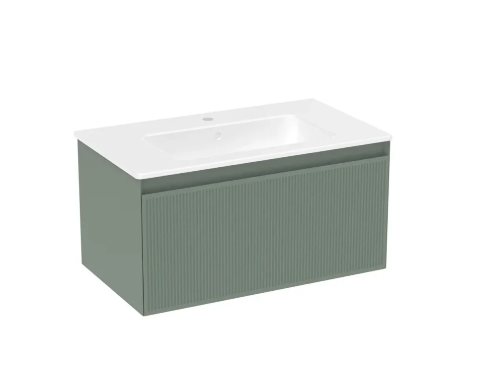 Saneux Monument 80cm 1 Drawer Wall Mounted Unit - Matte Sage product image - Image 1