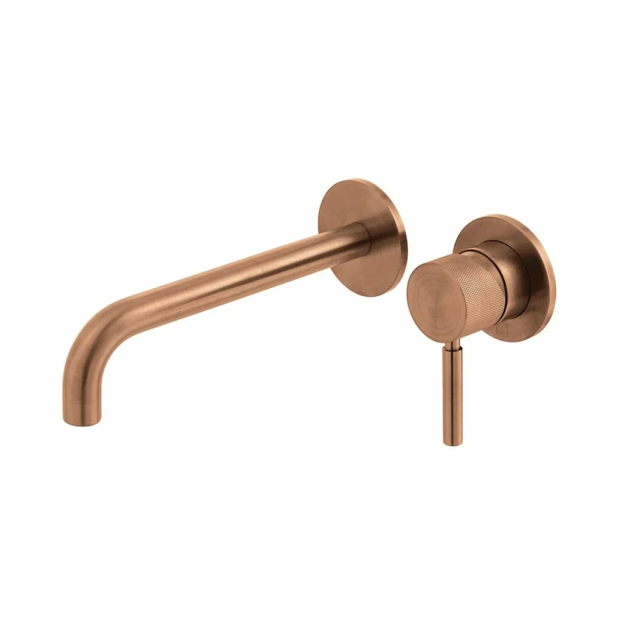 Vado Individual Origins Knurled Slimline 2 Hole Wall Mounted Single Lever Basin Mixer With Knurled Handle Brushed Bronze product image - Image 1