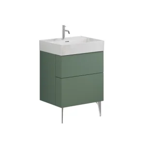 Crosswater Avenue Two Drawer Wall Hung Vanity 600mm Sage Green